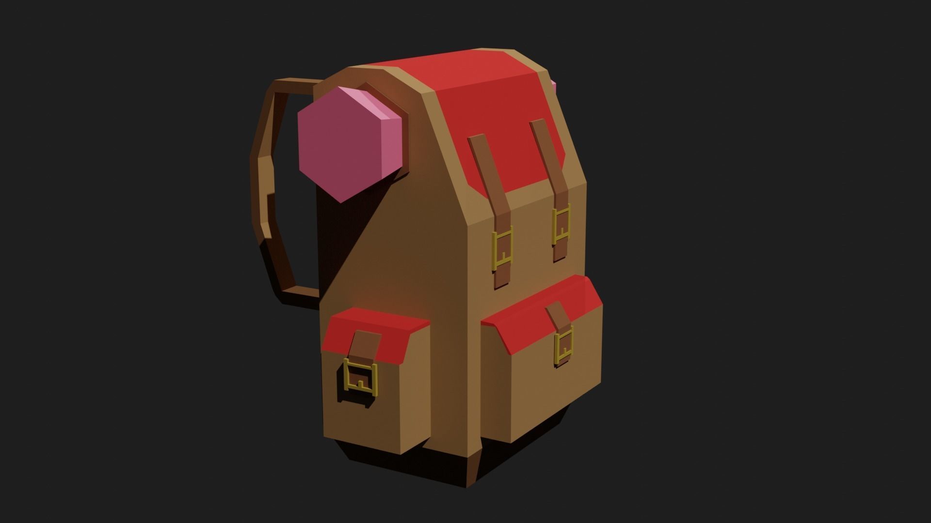 Lowpoly Camping Backpack Low-poly 3D model_18