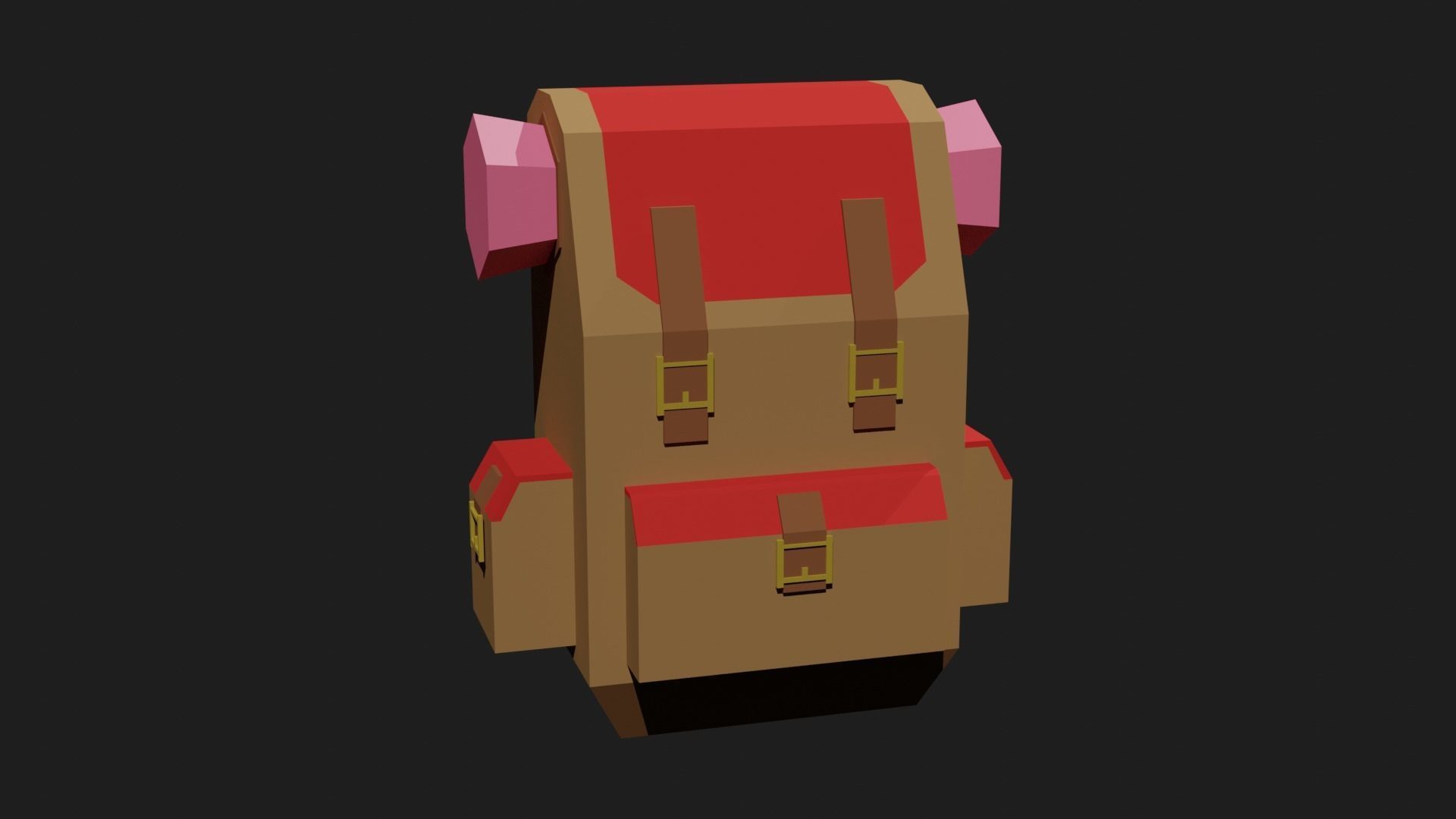 Lowpoly Camping Backpack Low-poly 3D model_2