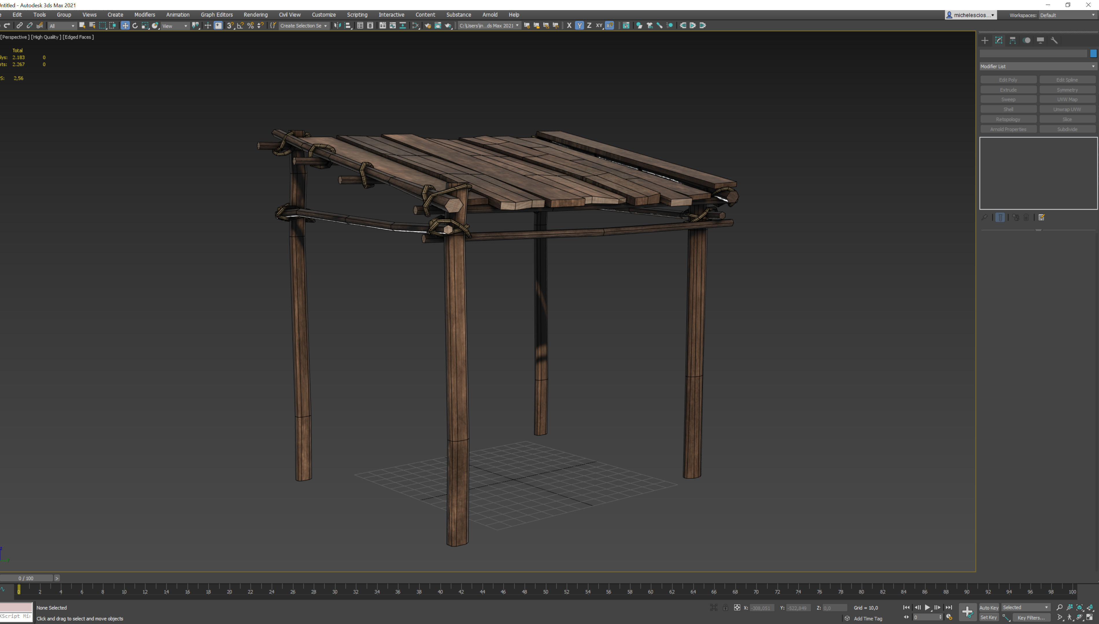medieval canopy low poly 3d model  Low-poly 3D model_3