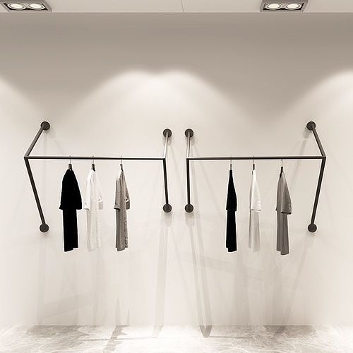 Floating metallic Clothes rack 3D model
