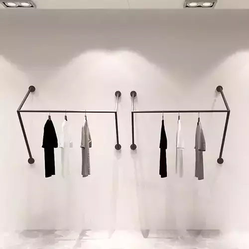 Floating metallic Clothes rack 3D model