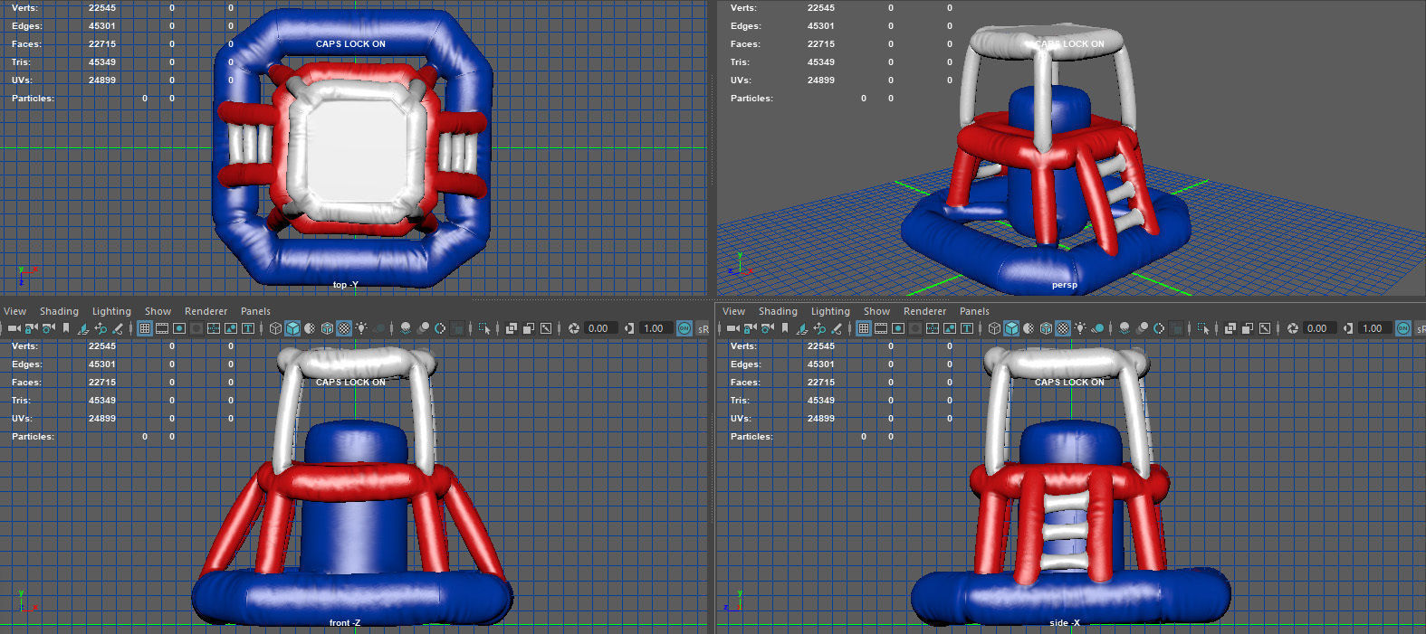 Modular folding water park GUARD TOWER Low-poly 3D model_8