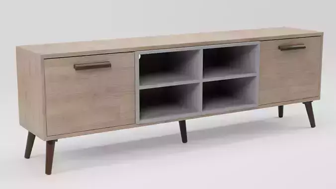 ALLOA TV Stand Light Wood with Grey 3D model