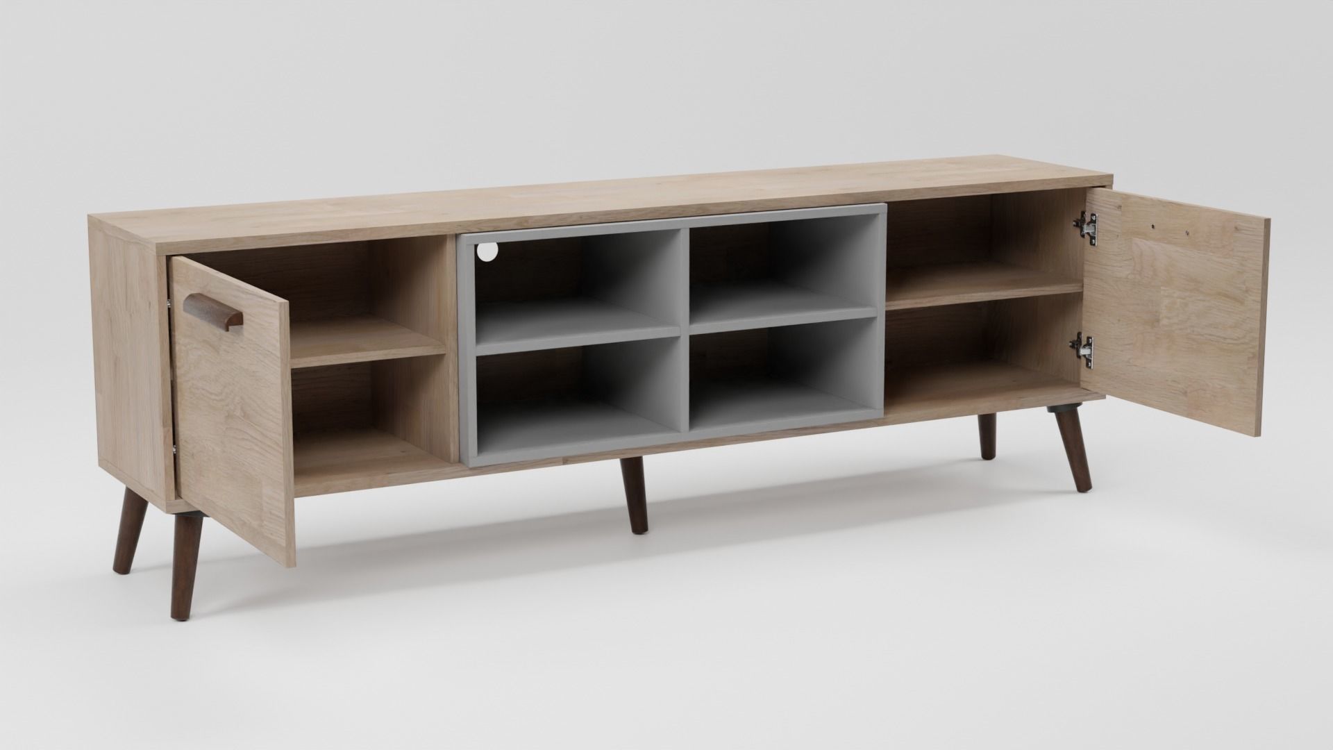 ALLOA TV Stand Light Wood with Grey 3D model_4