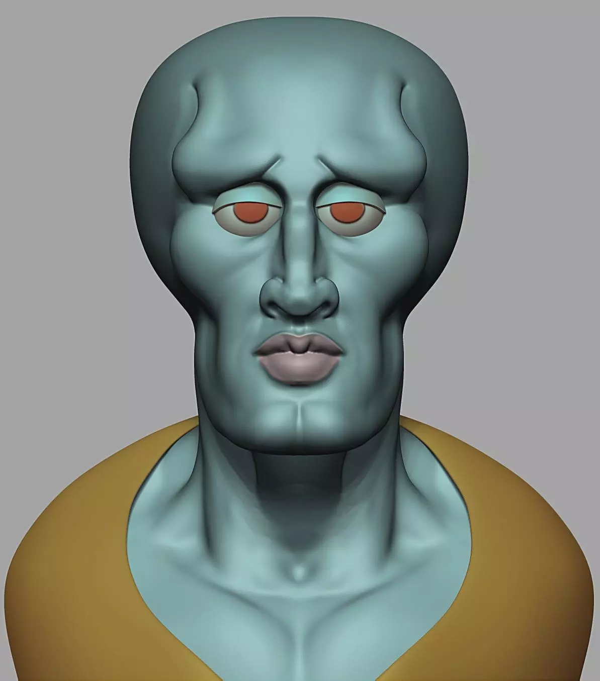 Handsome squidward bust 3D print model_0