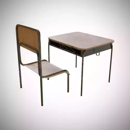 Japanese School Chair And Desk Free 3D model
