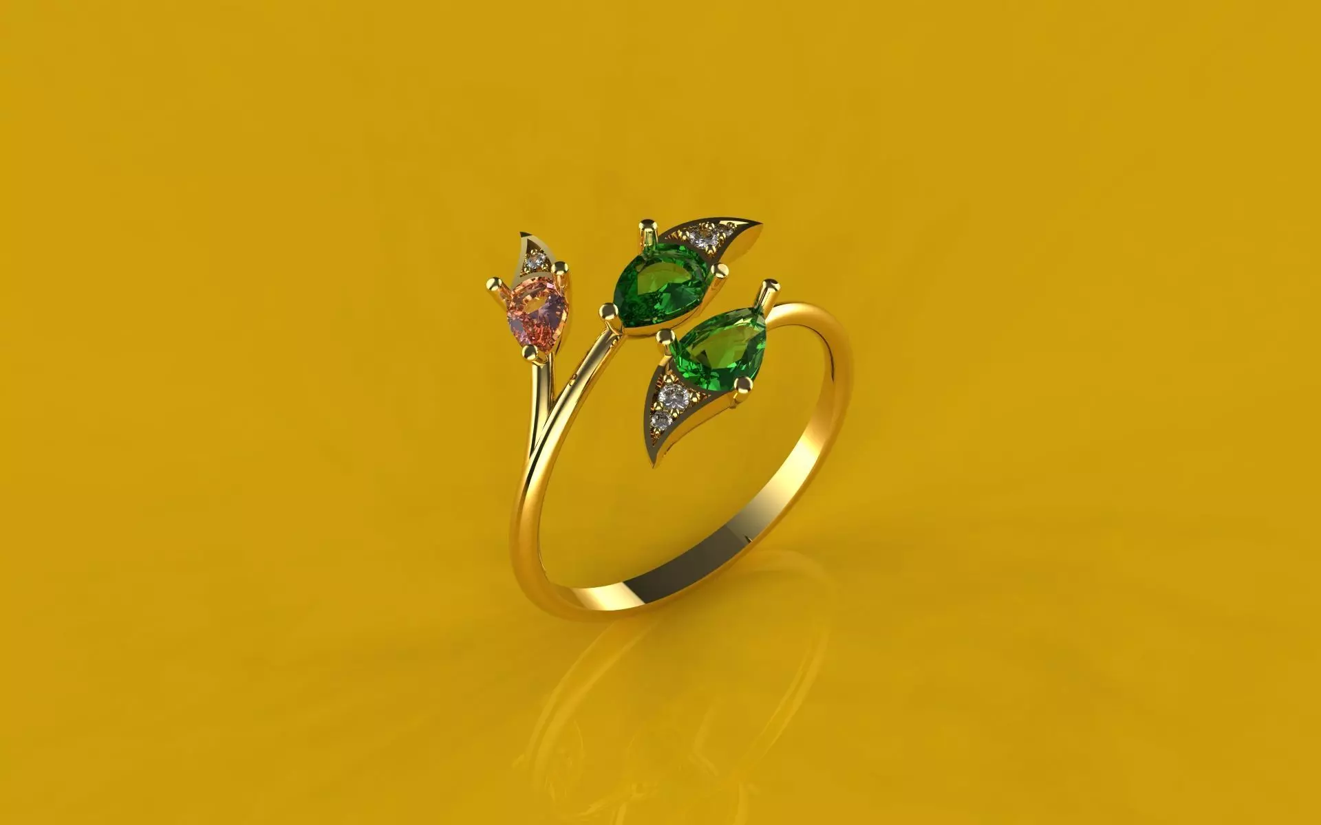 Rings Exotic Flowers - Jewelry 3D - AN-18 3D print model