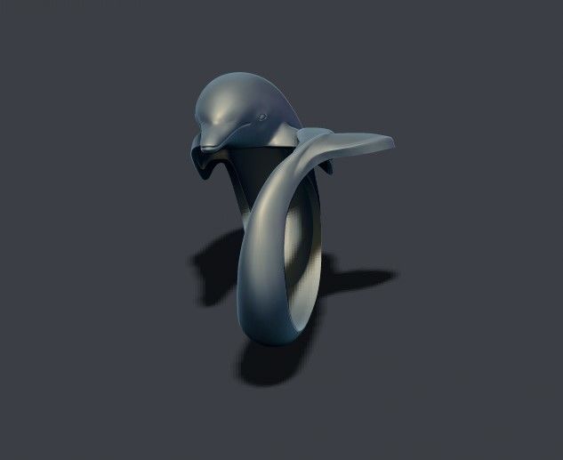 Dolphin ring 3D print model_7