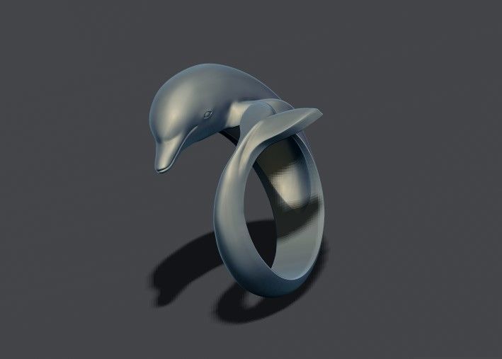 Dolphin ring 3D print model_3