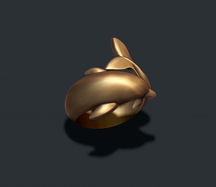 Dolphin ring 3D print model_1