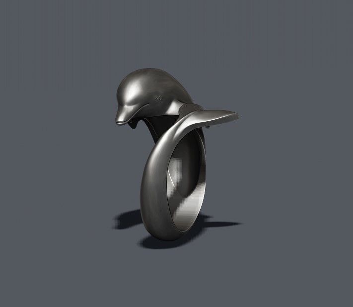 Dolphin ring 3D print model_5