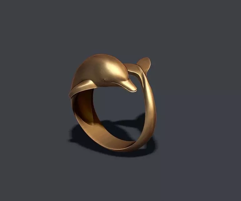 Dolphin ring 3D print model_0