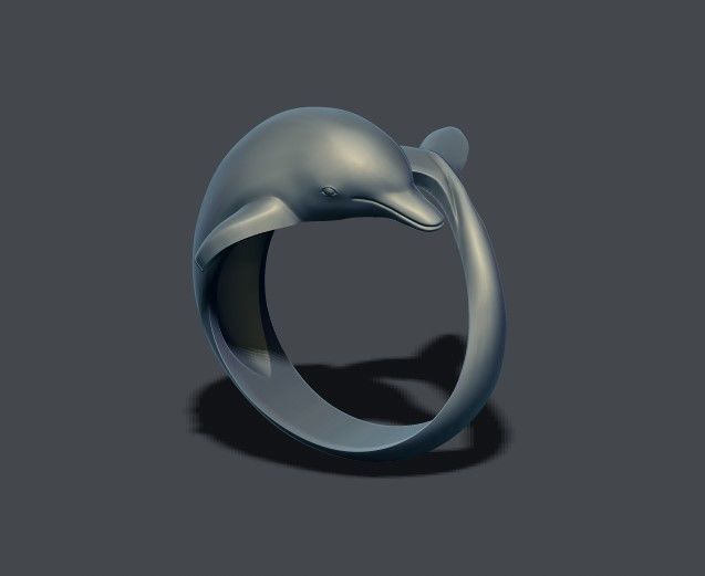 Dolphin ring 3D print model_2