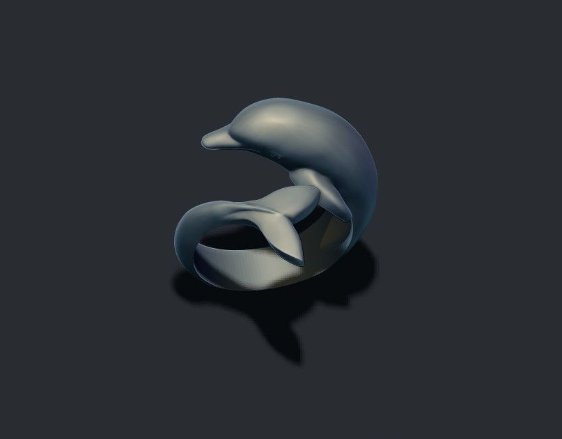 Dolphin ring 3D print model_4