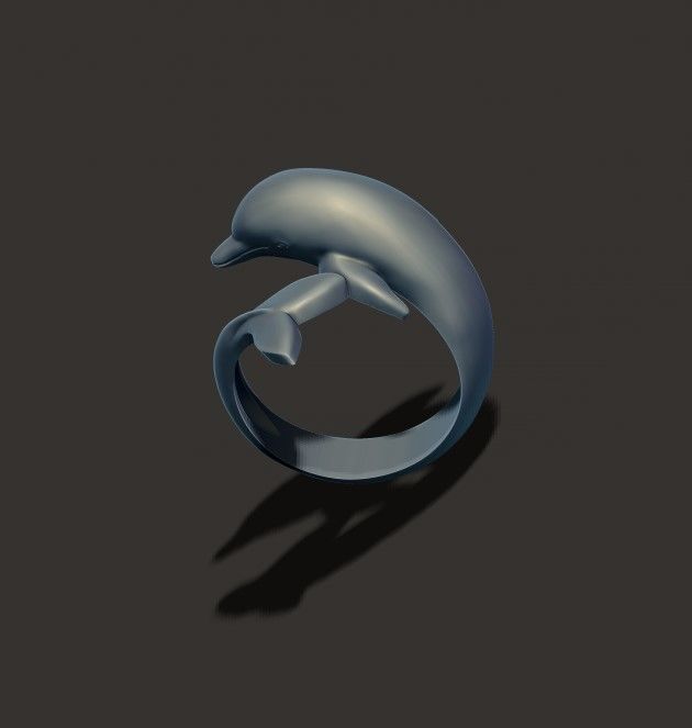 Dolphin ring 3D print model_9