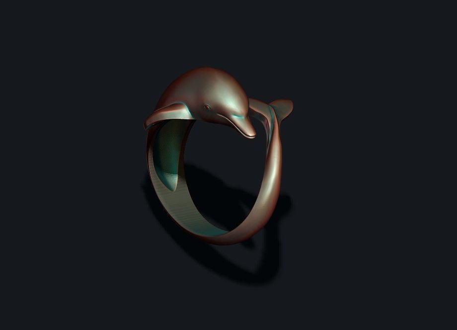 Dolphin ring 3D print model_6