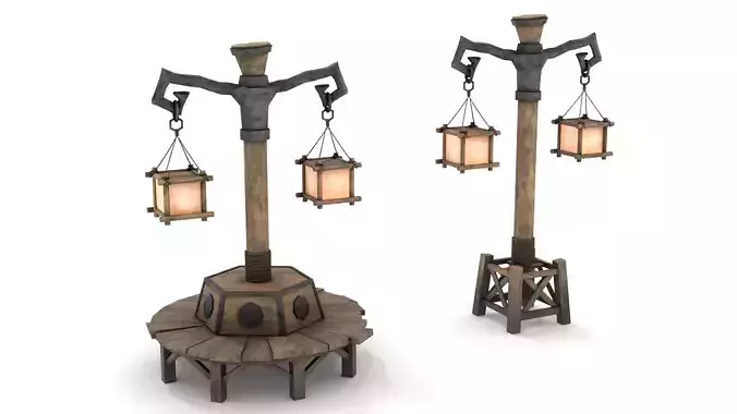 Fantasy Street Lamp Low-poly 3D model