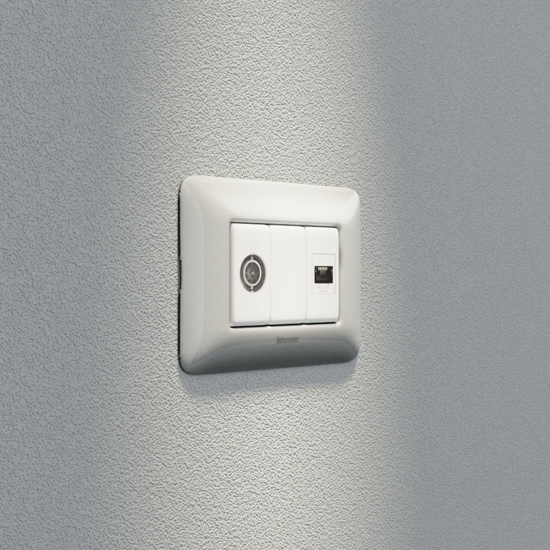 Bticino Matix Wall Socket TV and LAN Low-poly 3D model_1