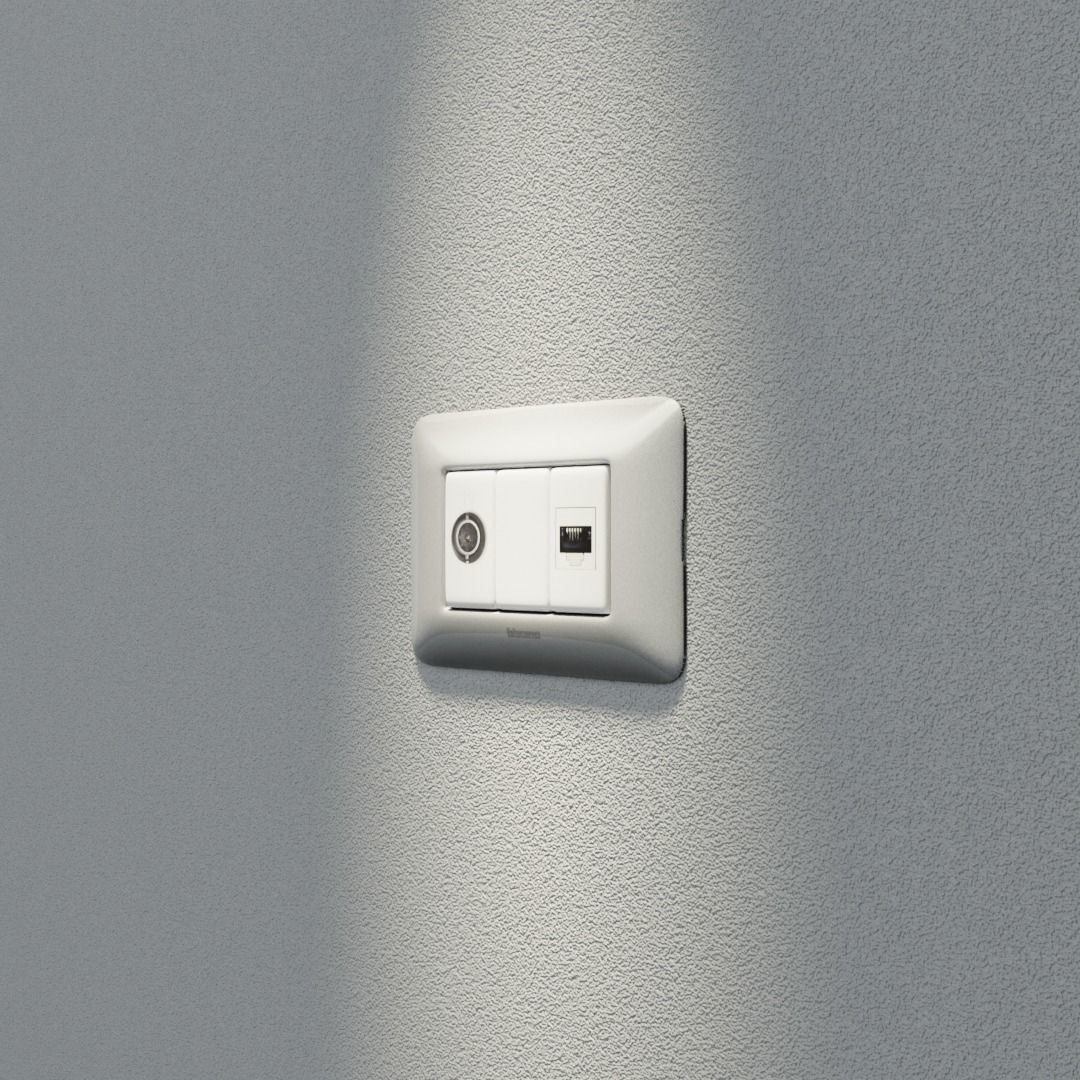 Bticino Matix Wall Socket TV and LAN Low-poly 3D model_2