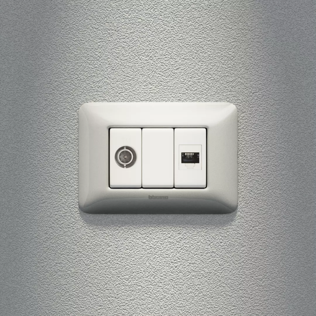 Bticino Matix Wall Socket TV and LAN Low-poly 3D model_0
