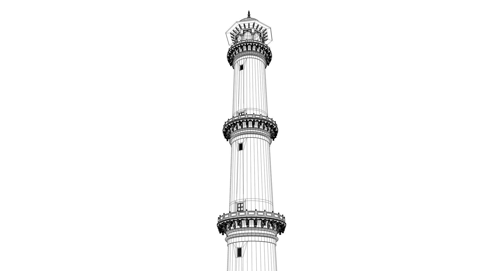 Big Taj Minar 3D model_13