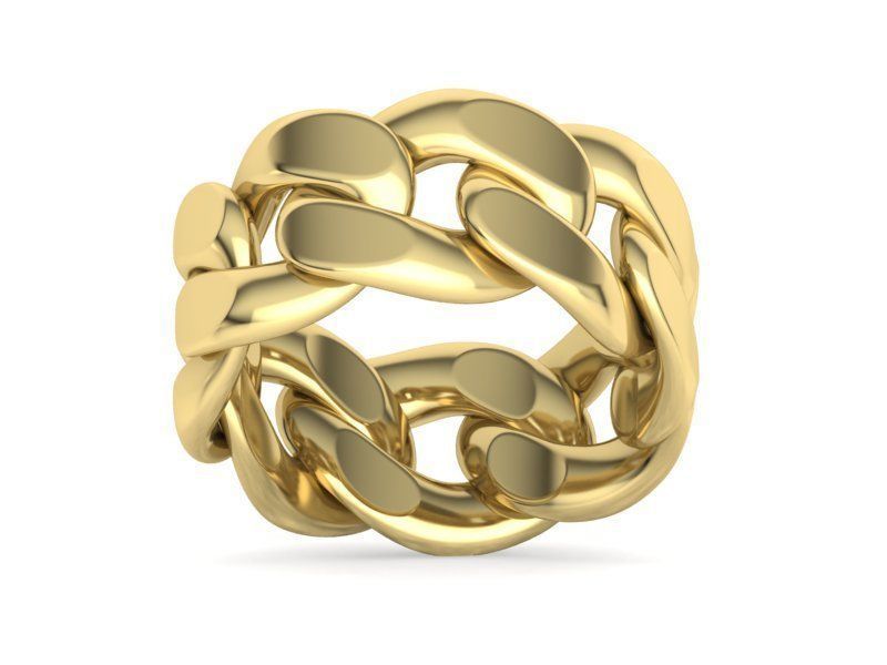 Cuban Link Chain Ring Miami Ring 12mm wide 3D print model_7