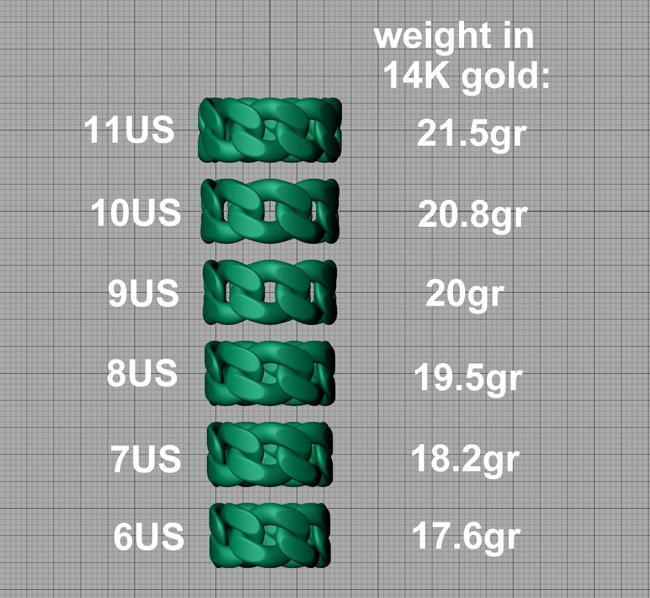 Cuban Link Chain Ring Miami Ring 12mm wide 3D print model_20