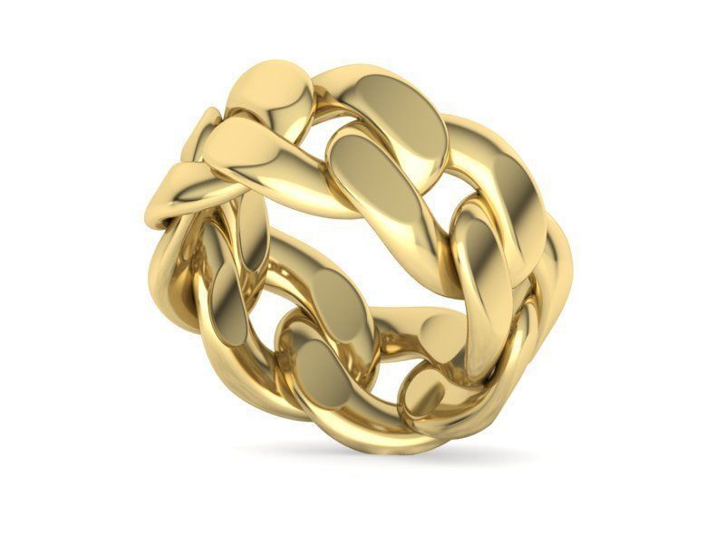 Cuban Link Chain Ring Miami Ring 12mm wide 3D print model_13