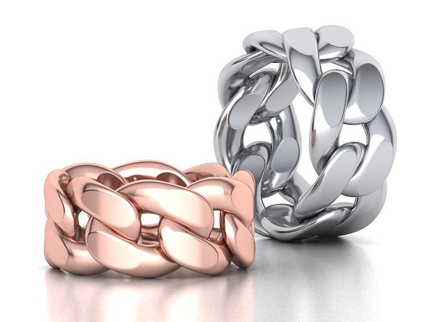 Cuban Link Chain Ring Miami Ring 12mm wide 3D print model_1