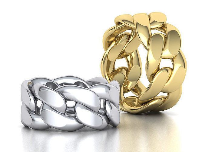 Cuban Link Chain Ring Miami Ring 12mm wide 3D print model