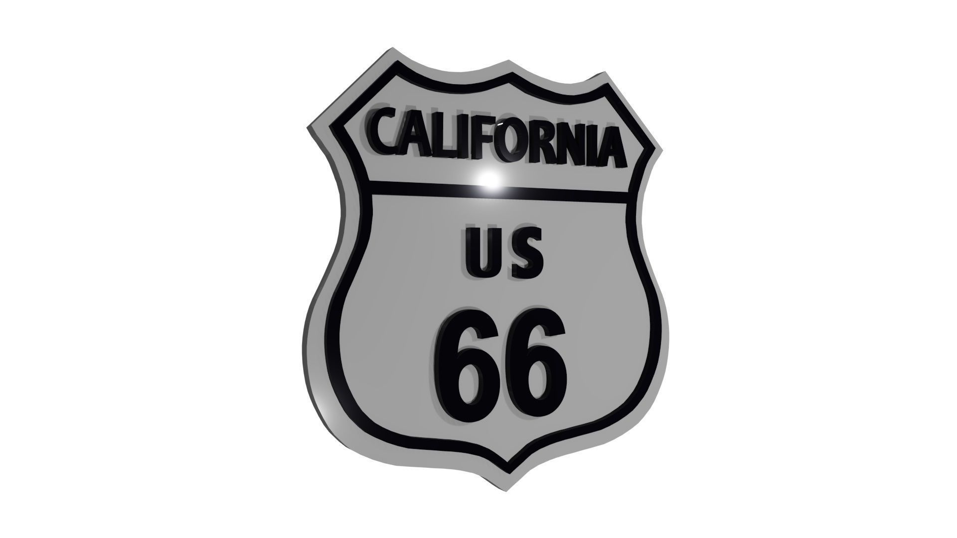 Sign Route California US 66 3D model_2