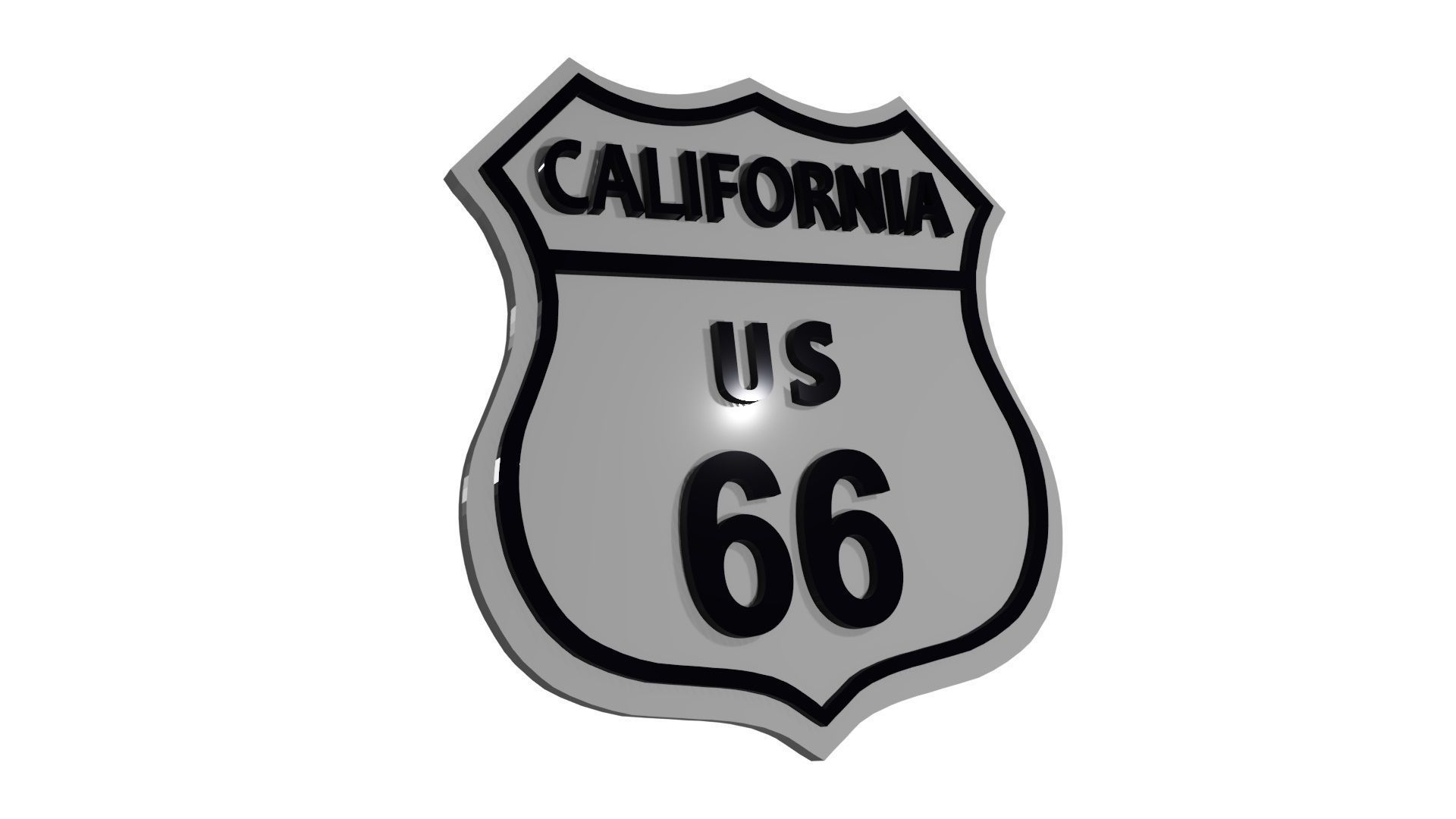 Sign Route California US 66 3D model_3