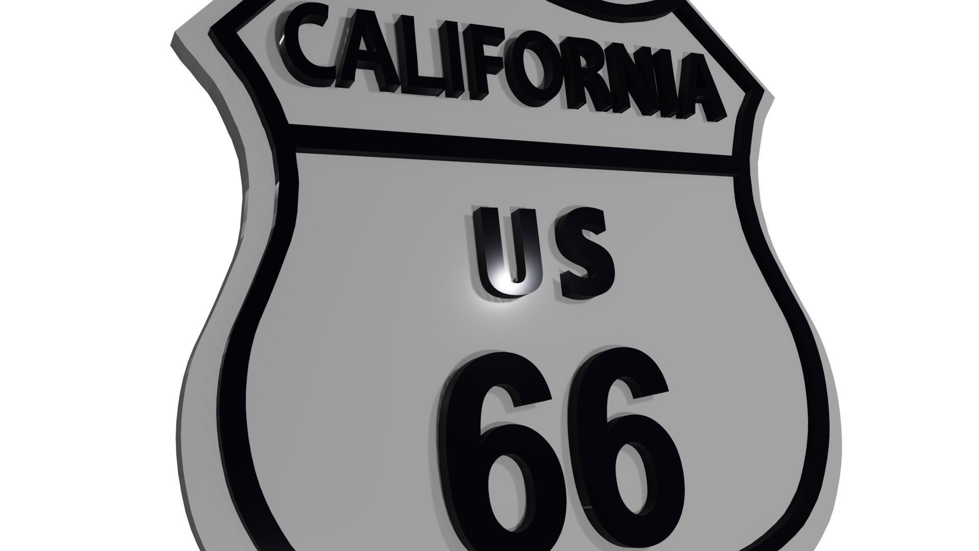 Sign Route California US 66 3D model_4