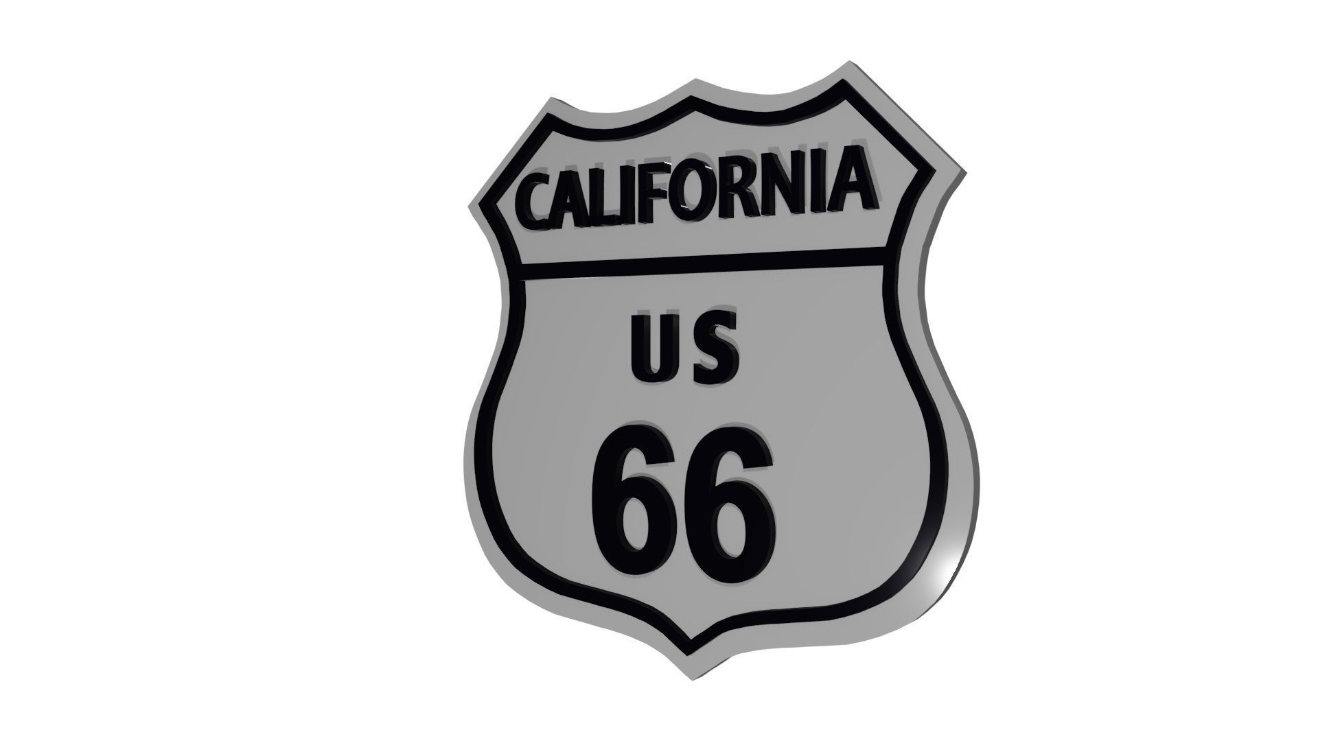 Sign Route California US 66 3D model_1