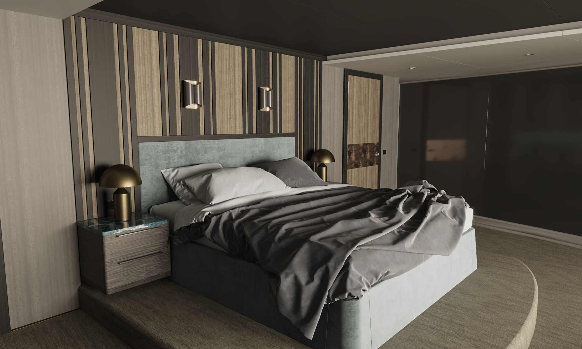 Yacht interior - bedroom 3D model_4