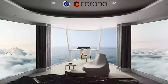 Yacht interior - bedroom 3D model