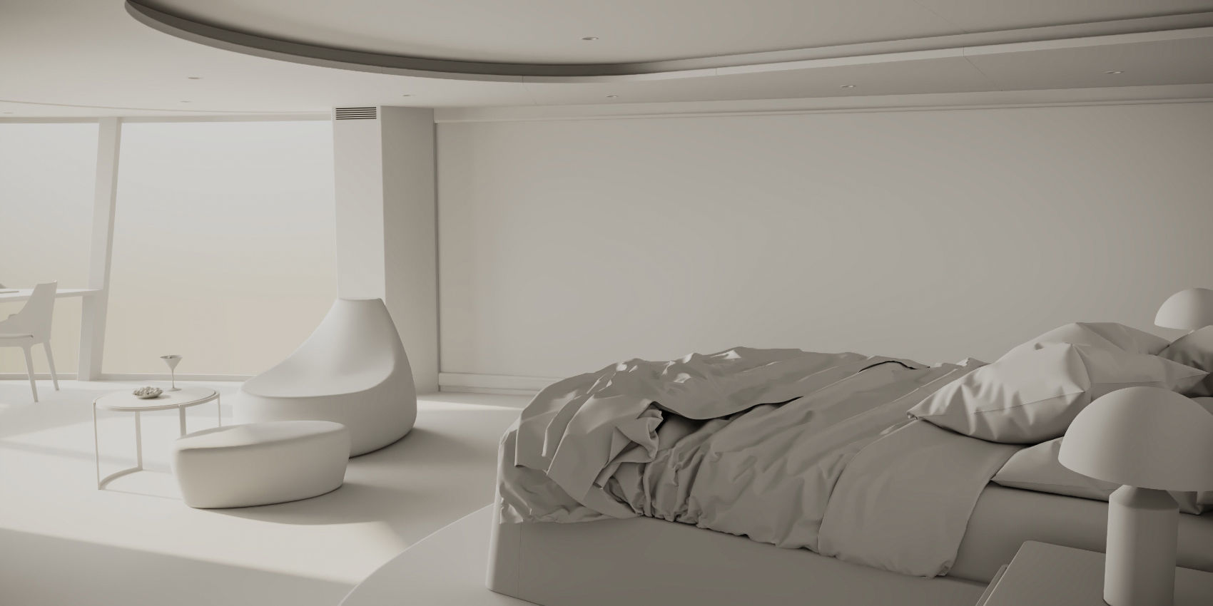 Yacht interior - bedroom 3D model_9