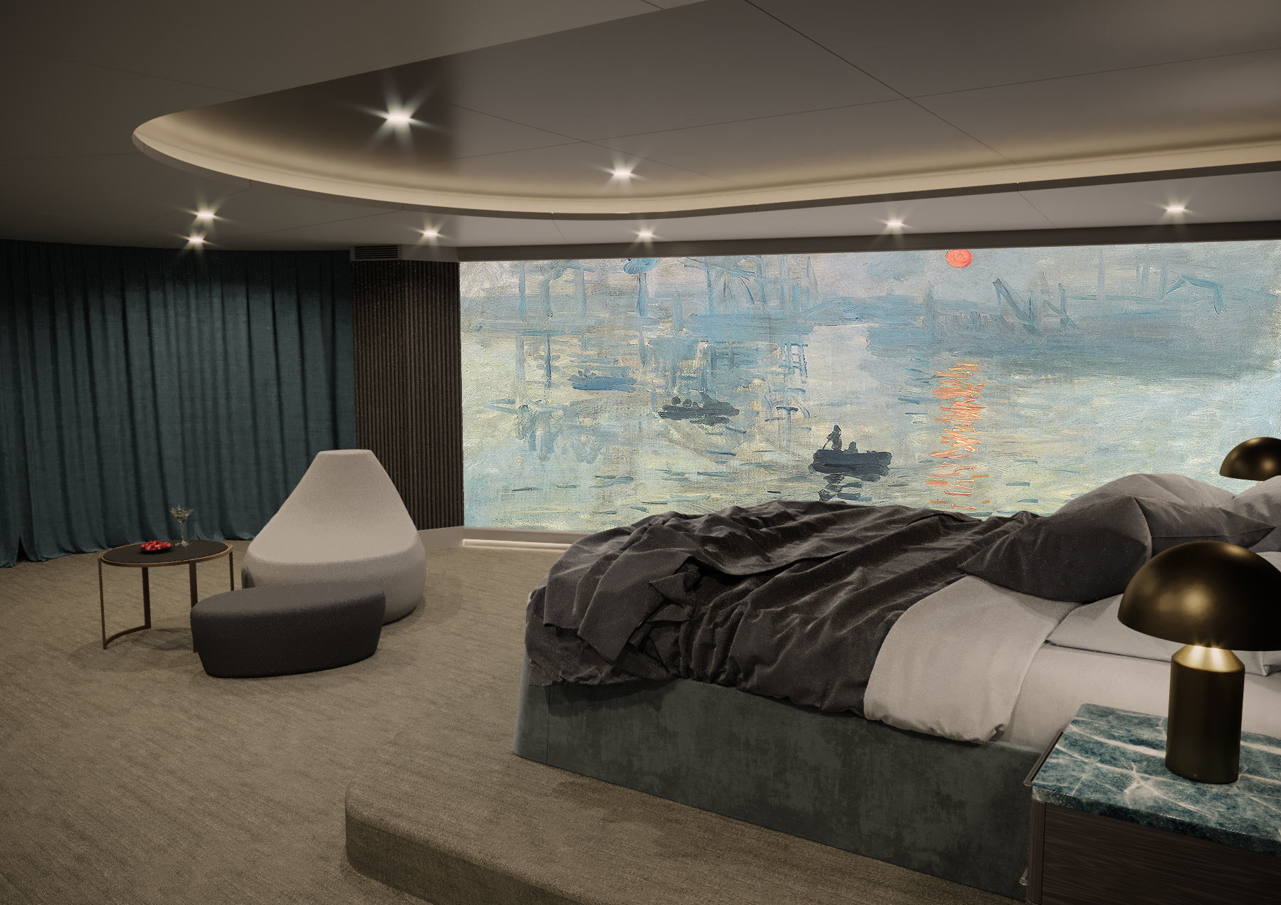 Yacht interior - bedroom 3D model_6