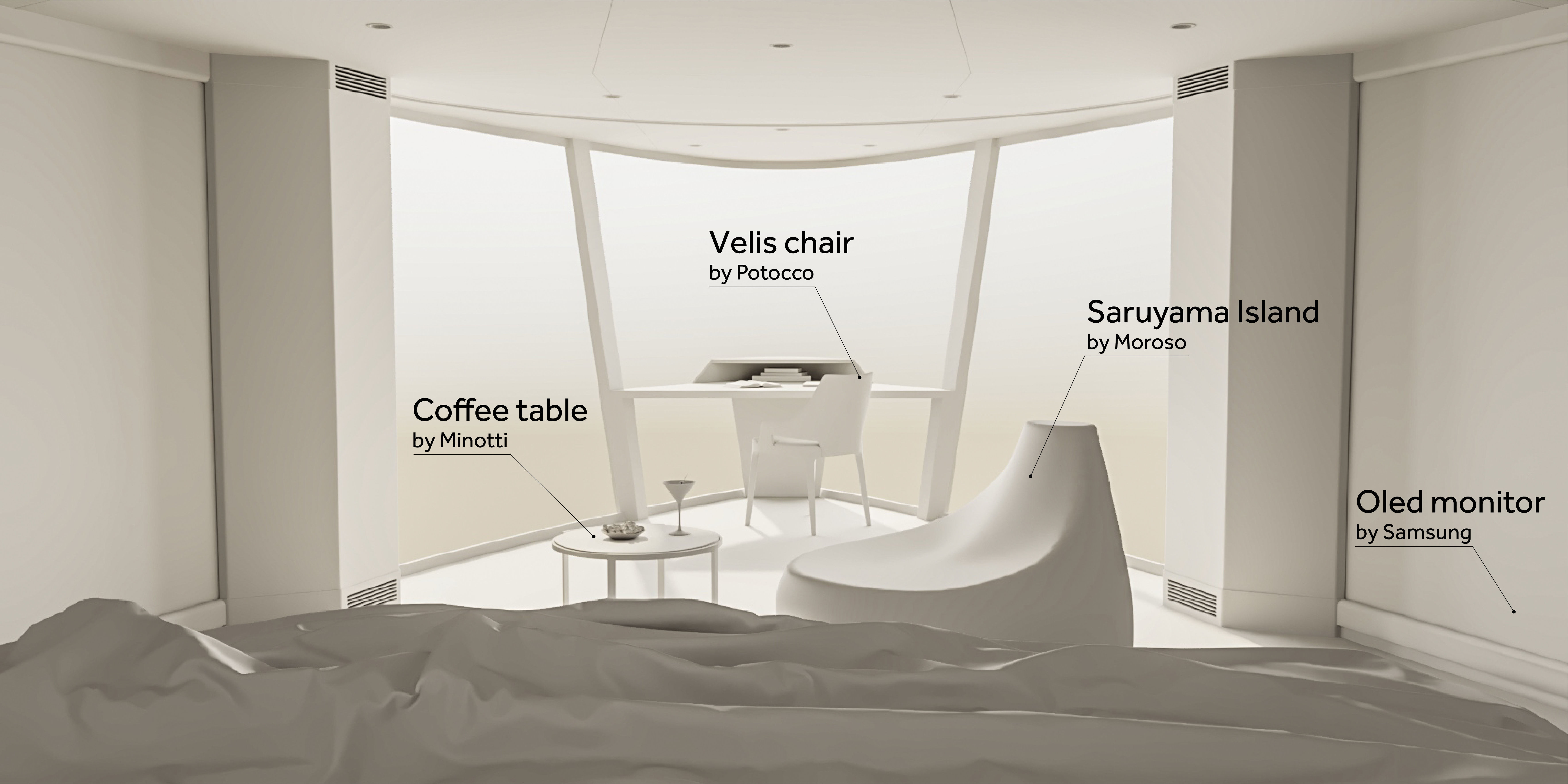 Yacht interior - bedroom 3D model_8