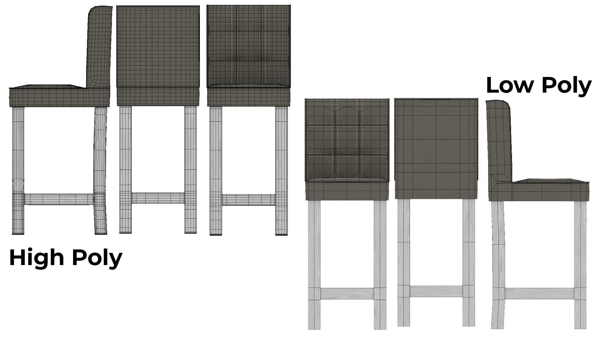 High Chair Low-poly 3D model_4