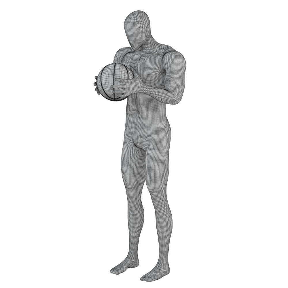 Abstract mannequin with basketball ball 158 3D model_7