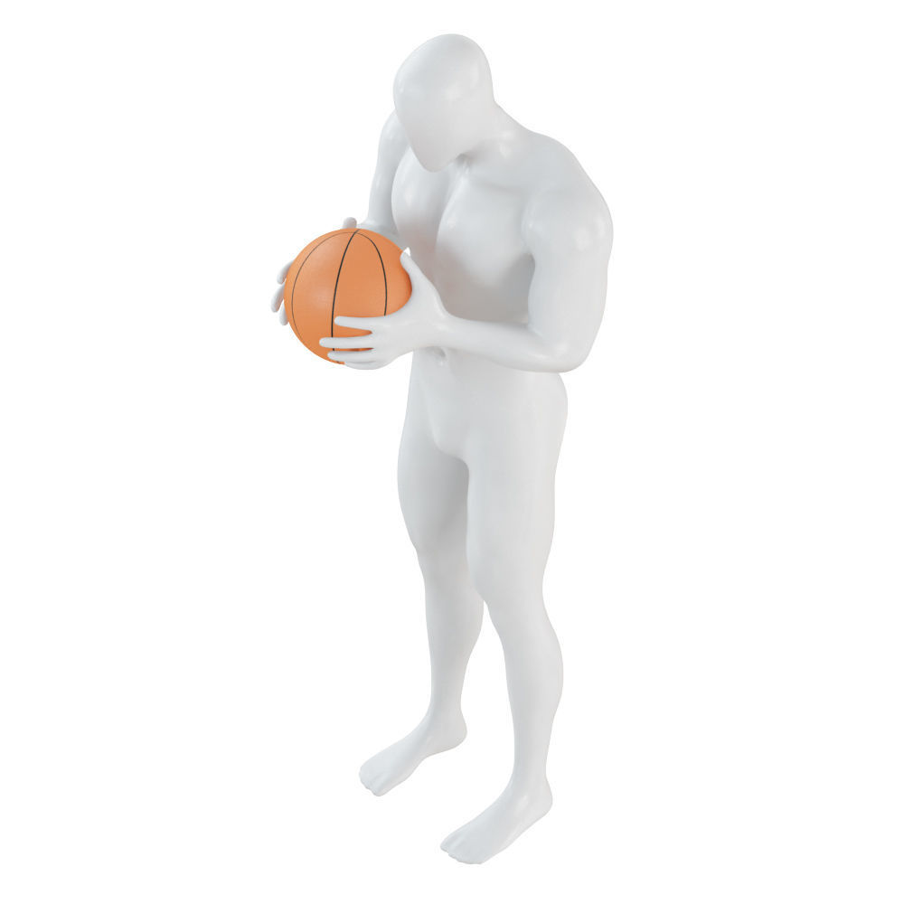 Abstract mannequin with basketball ball 158 3D model_2