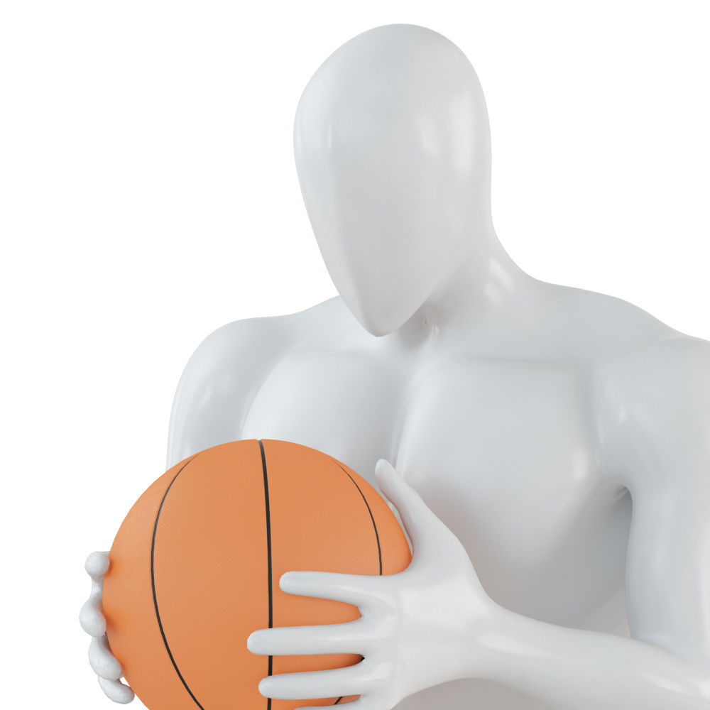 Abstract mannequin with basketball ball 158 3D model_5
