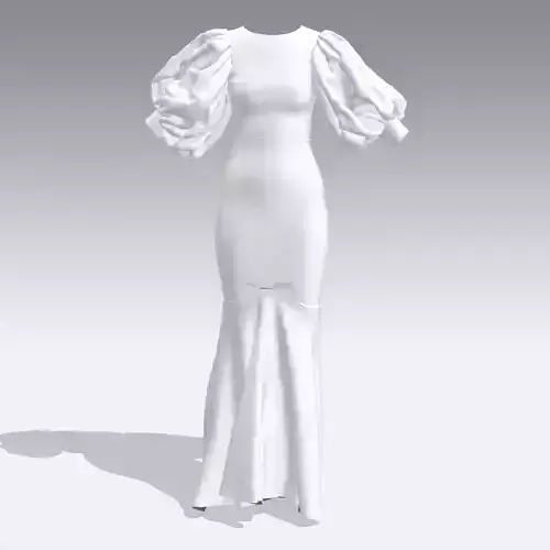  ruffled sleeve and drapel fish dress