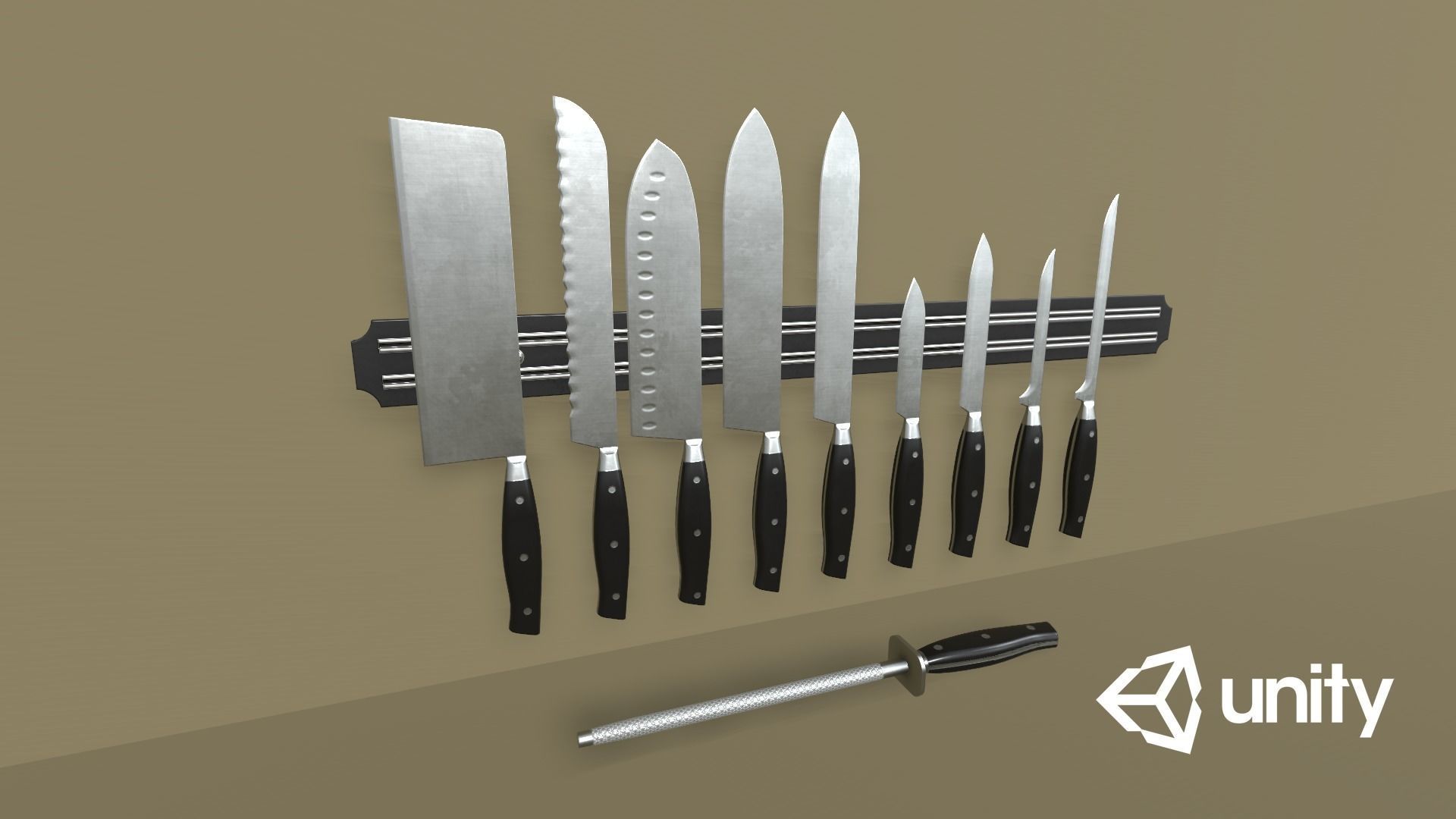 Kitchen Knife Set Low-poly 3D model_12