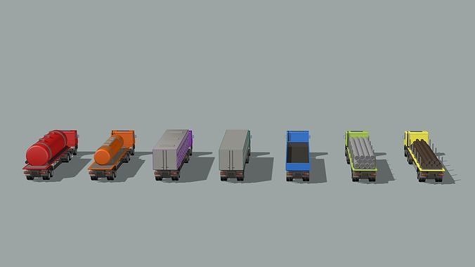 A set of large trucks 3D model
