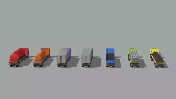 A set of large trucks 3D model