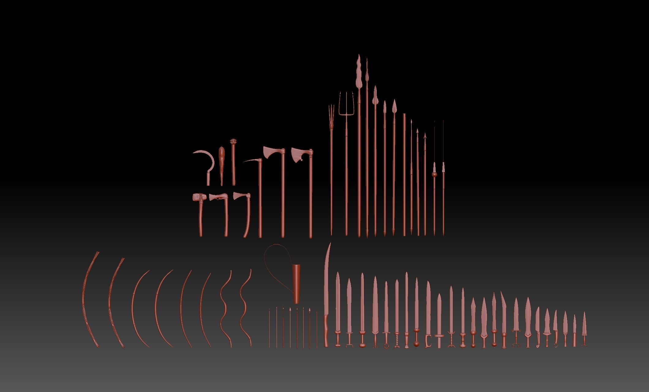 64 Medieval Roman and Ancient Weapons Collection 3D print model_10