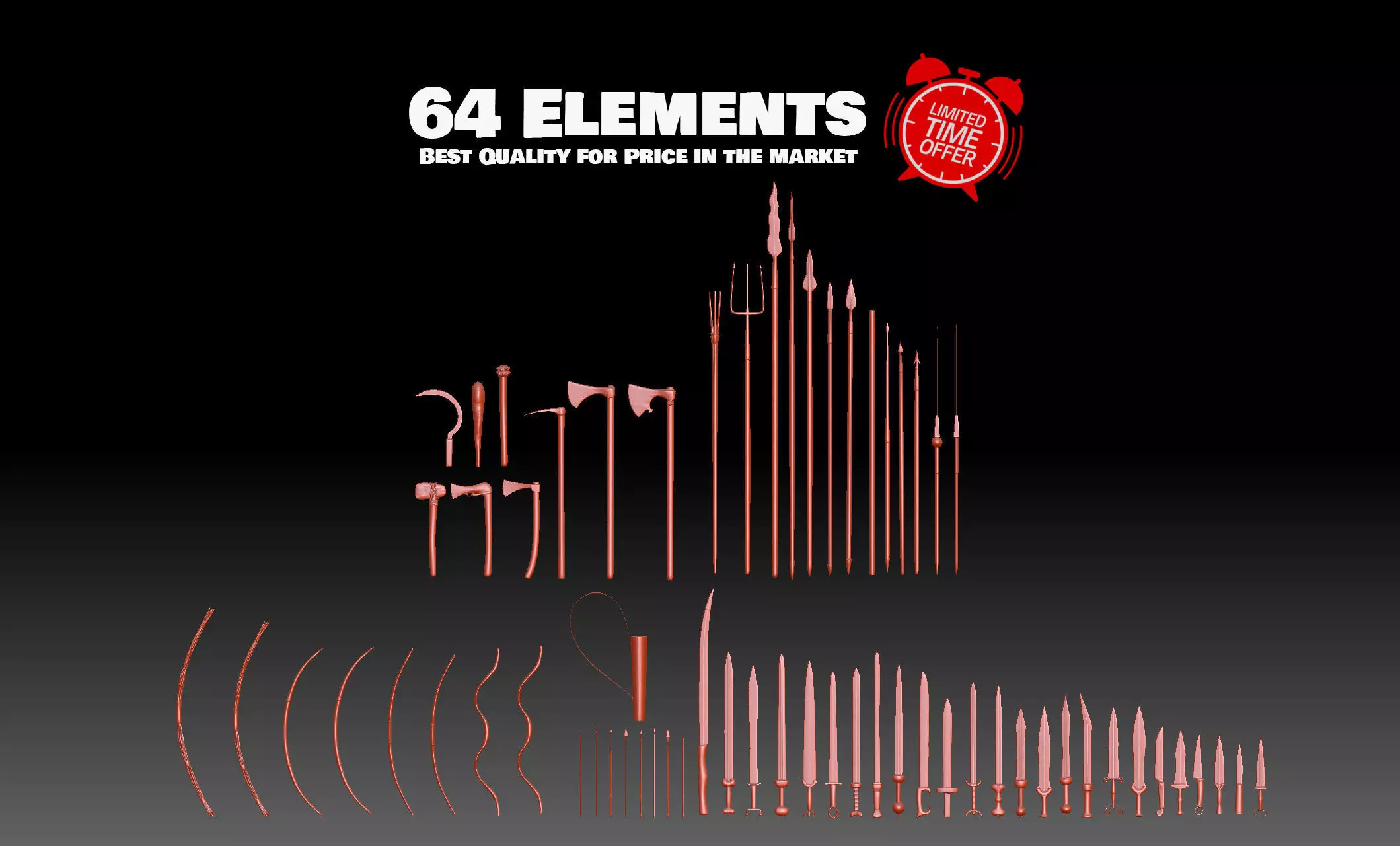 64 Medieval Roman and Ancient Weapons Collection 3D print model_0