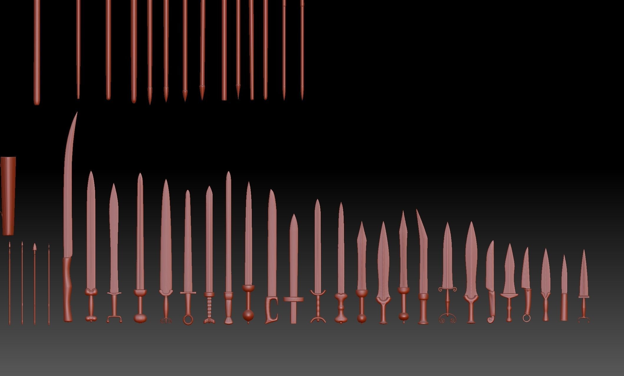 64 Medieval Roman and Ancient Weapons Collection 3D print model_1
